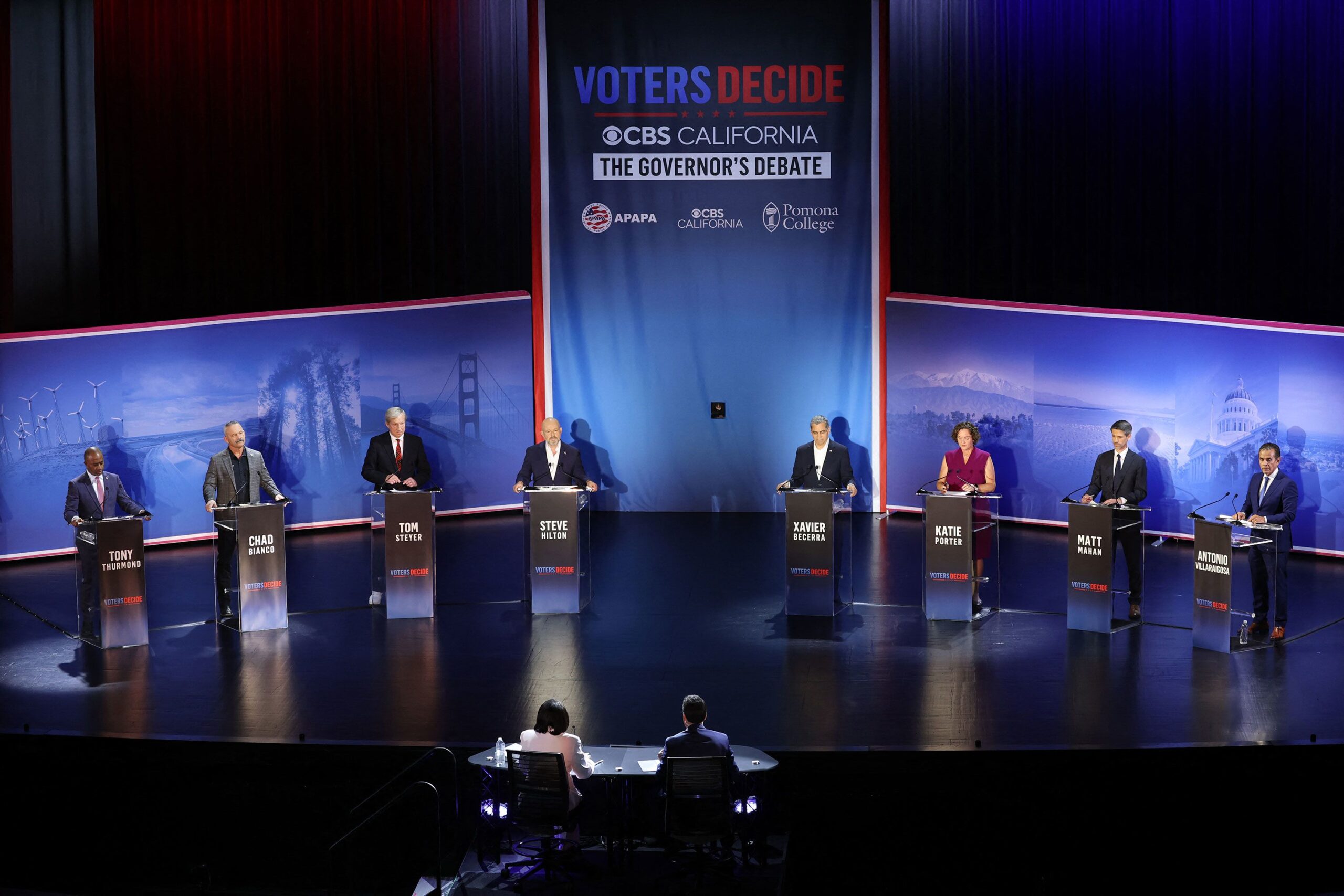 <i>Patrick T. Fallon/AFP/Getty Images via CNN Newsource</i><br/>Former US Secretary of Health and Human Services Xavier Becerra participates in a California gubernatorial debate at Bridges Auditorium on the campus of Pomona College in Claremont