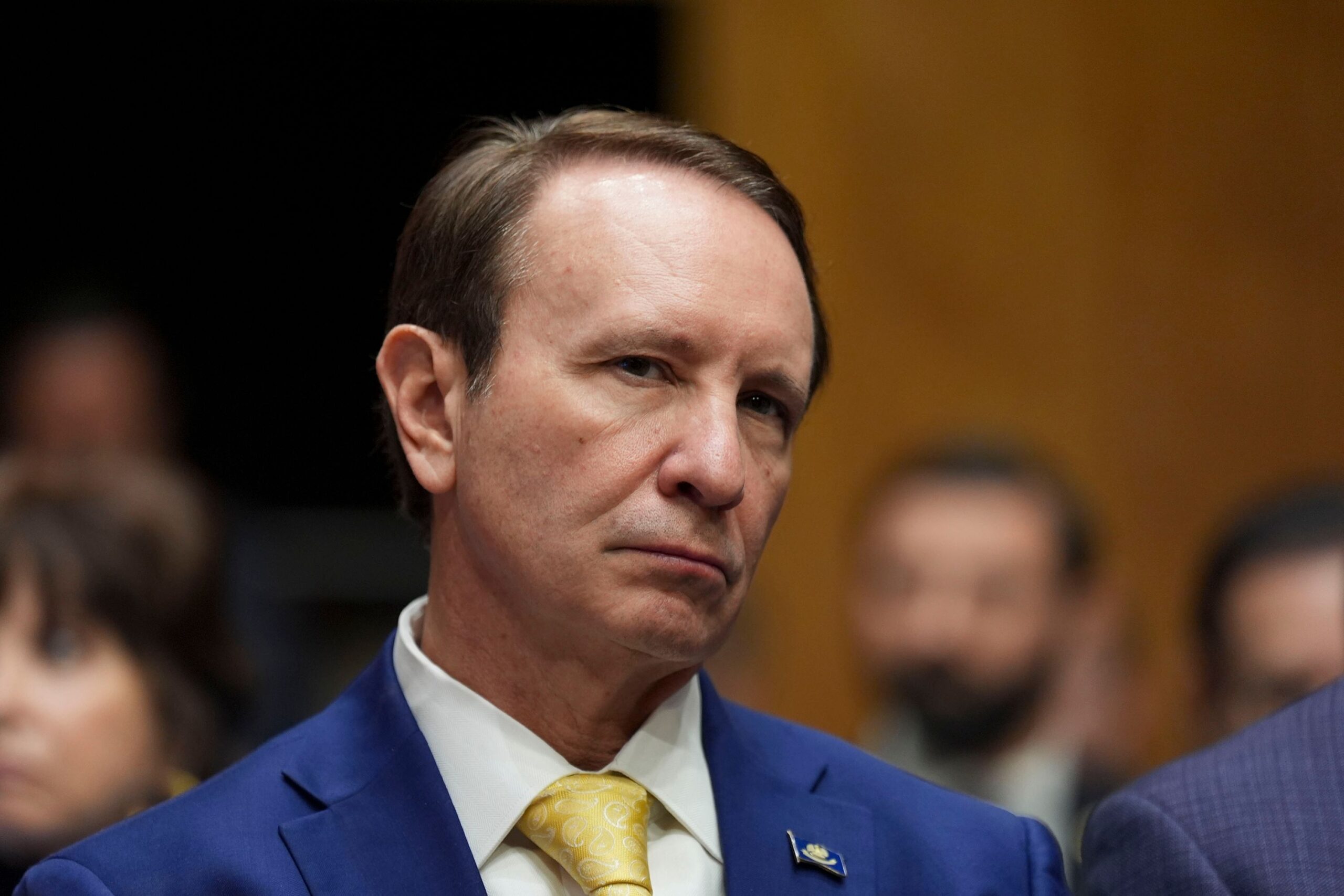 <i>Al Drago/Bloomberg/Getty Images via CNN Newsource</i><br/>Louisiana Gov. Jeff Landry during a Senate Homeland Security and Governmental Affairs Committee confirmation hearing in Washington