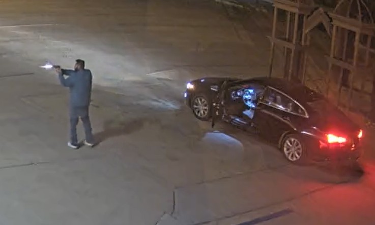 This image, captured from surveillance video, shows the suspect who discharged multiple rounds into the exterior of St. Genevieve's Catholic Church on May 4, 2026.