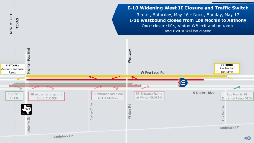 I-10 Widening Closure May 16 - May 17