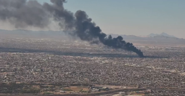 Black smoke from a fire in Juarez filled the Borderland sky Saturday morning, as seen from the ABC-7 Mountain Camera.