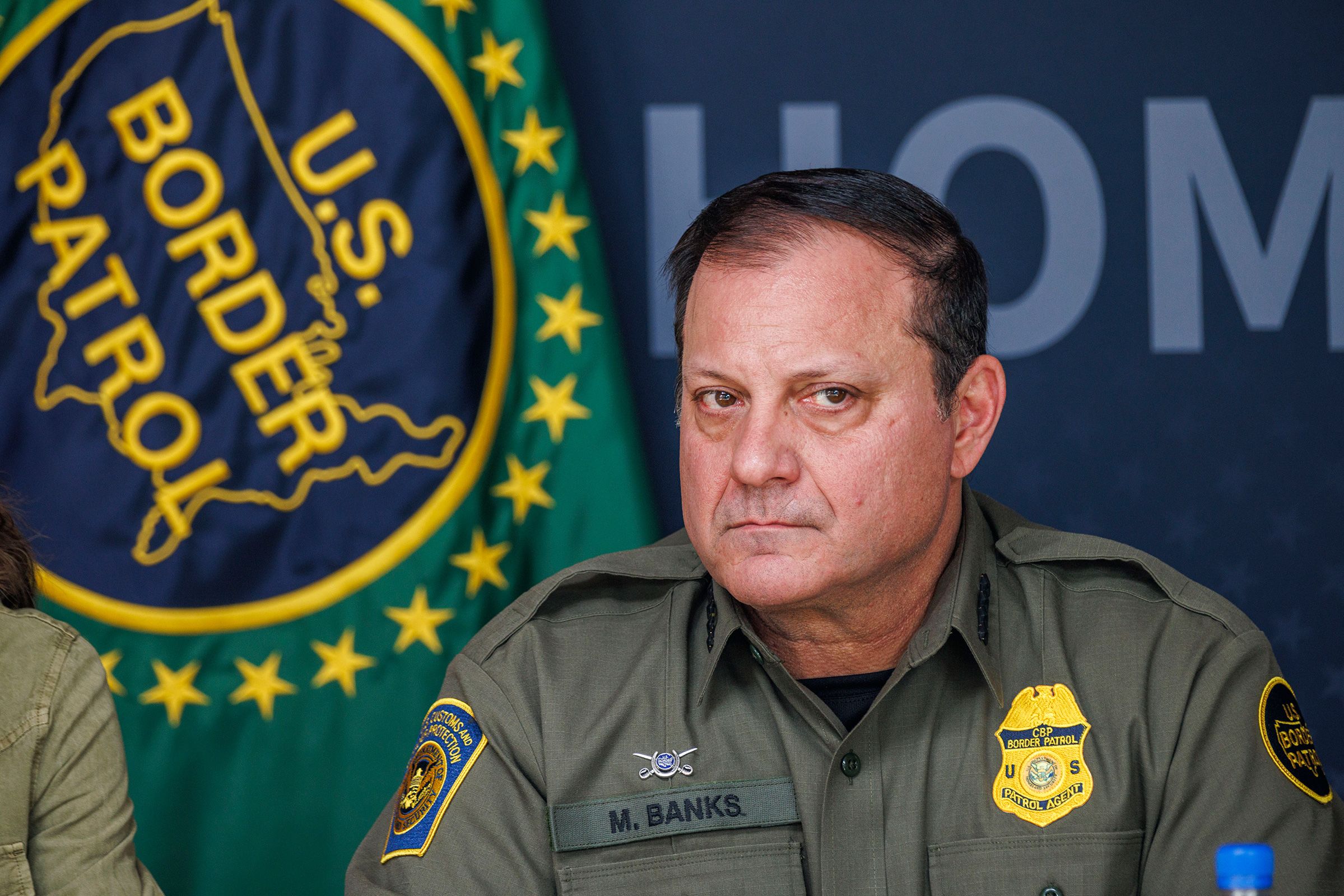 US Border Patrol Chief Michael Banks attends a roundtable discussion with local ranchers and employees from US Customs and Border Protection, in Brownsville, Texas, on January 7.