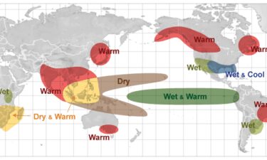 Typical global impacts from El Niño in Northern Hemisphere winter and Southern Hemisphere summer.