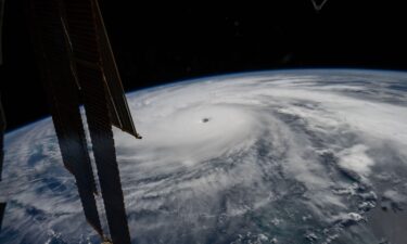 Hurricane Erin swirls in the western Atlantic Ocean on October 18