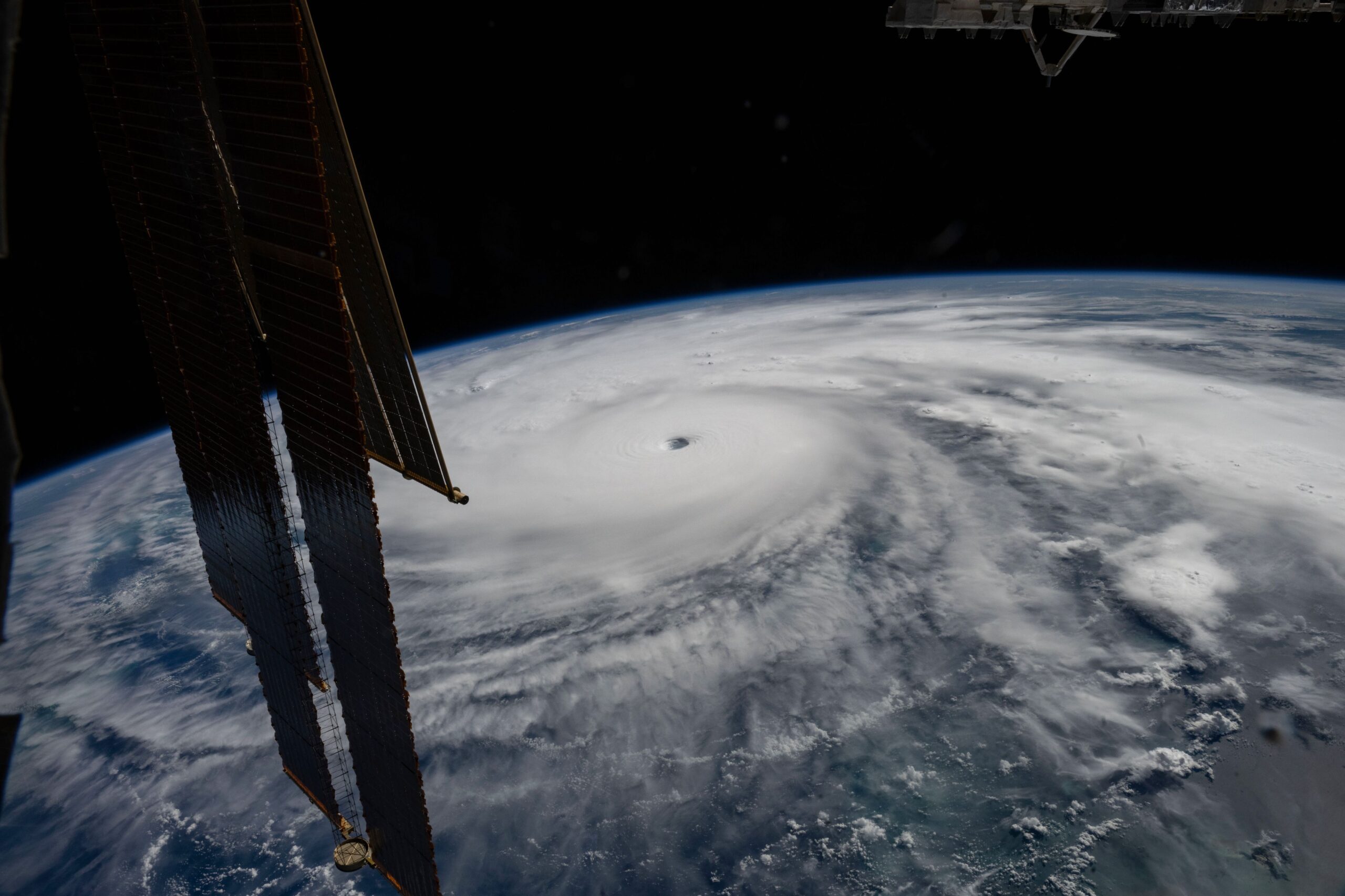 <i>CSU/CIRA & NOAA via CNN Newsource</i><br/>Hurricane Erin swirls in the western Atlantic Ocean on October 18