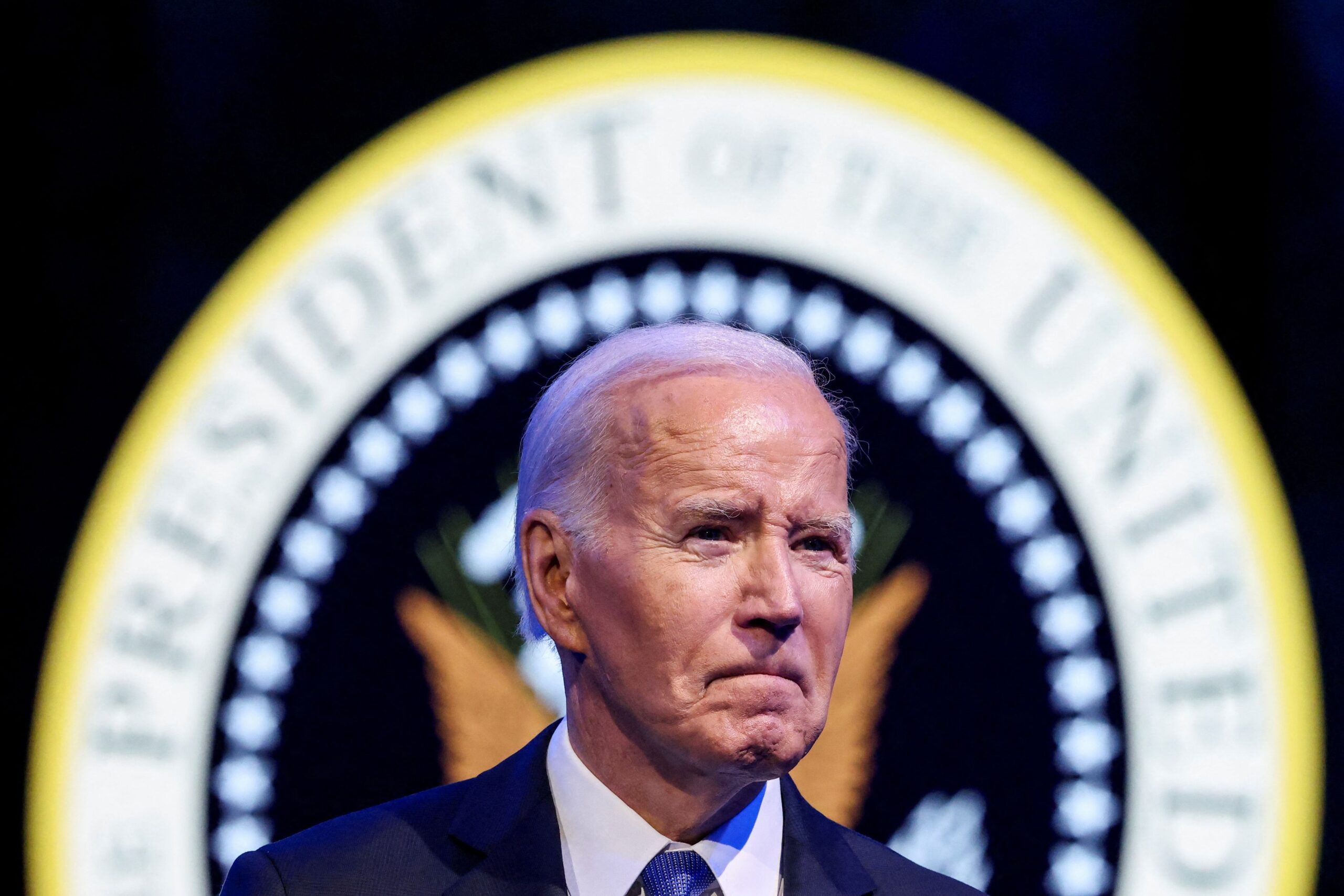 <i>Evelyn Hockstein/Reuters via CNN Newsource</i><br/>President Joe Biden speaks at a Department of Defense Commander in Chief farewell ceremony