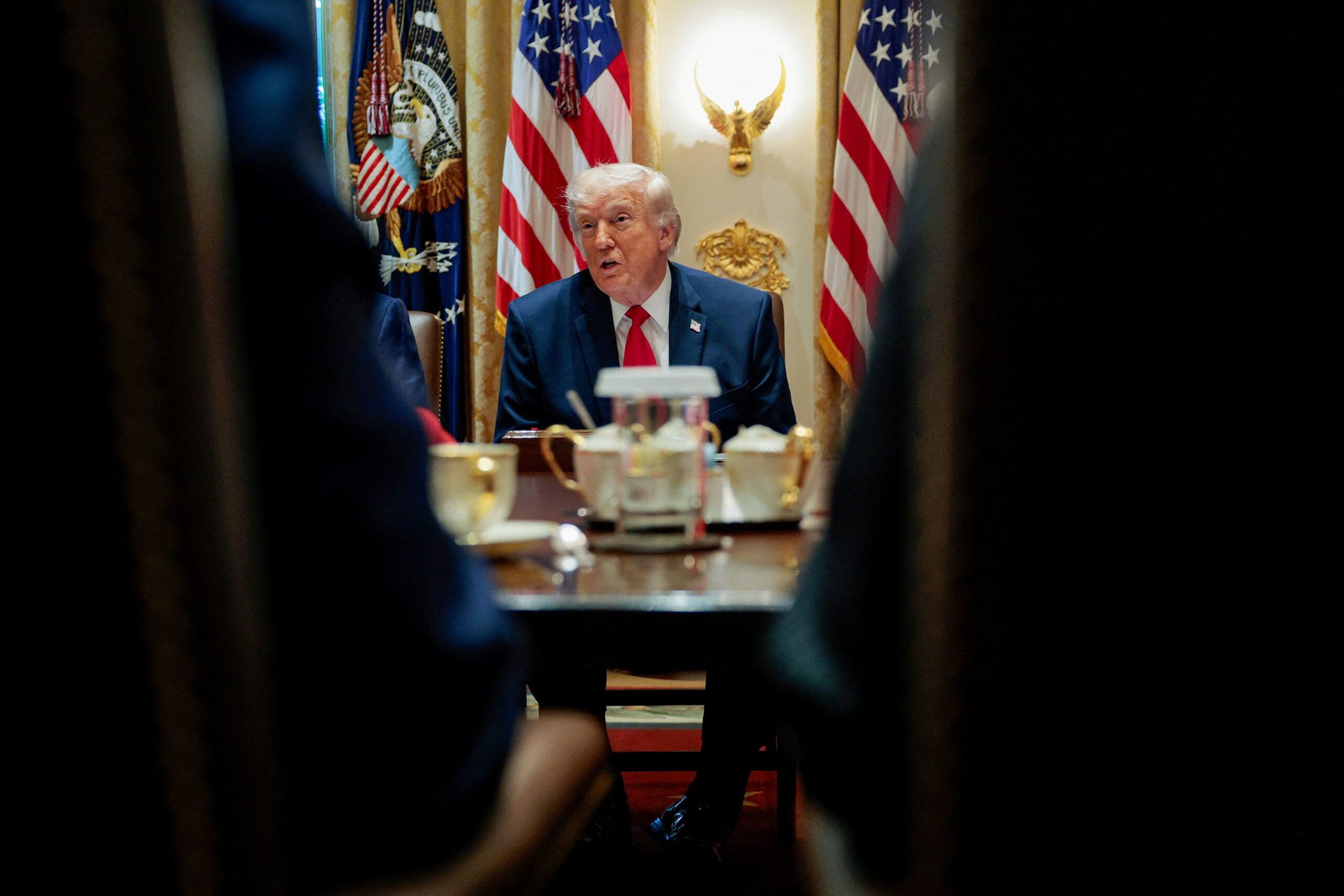 <i>Evan Vucci/Reuters via CNN Newsource</i><br/>President Donald Trump speaks during a cabinet meeting in the Cabinet Room at the White House