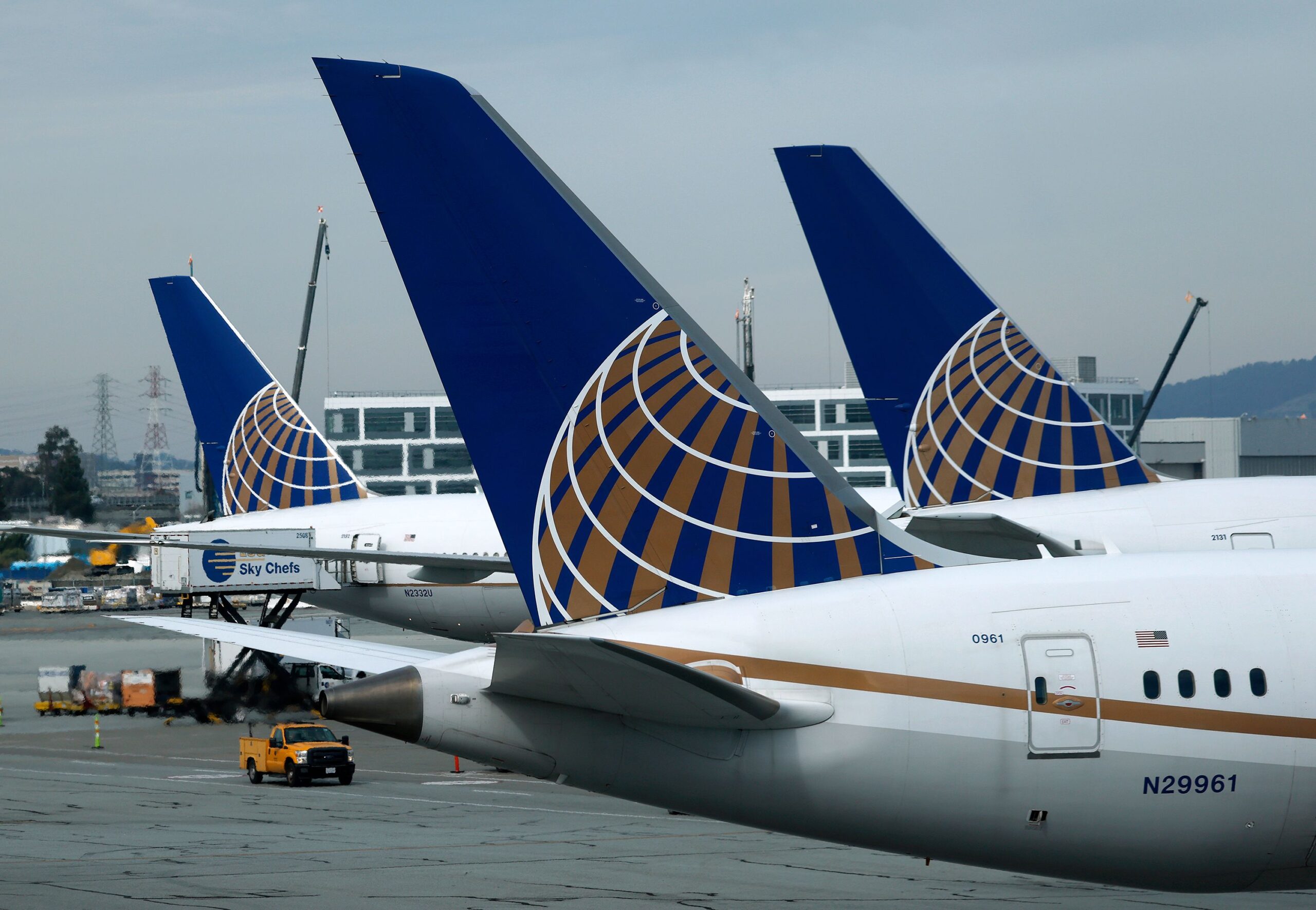 <i>Justin Sullivan/Getty Images via CNN Newsource</i><br/>United Airlines planes sit parked at San Francisco International Airport on January 20 in San Francisco