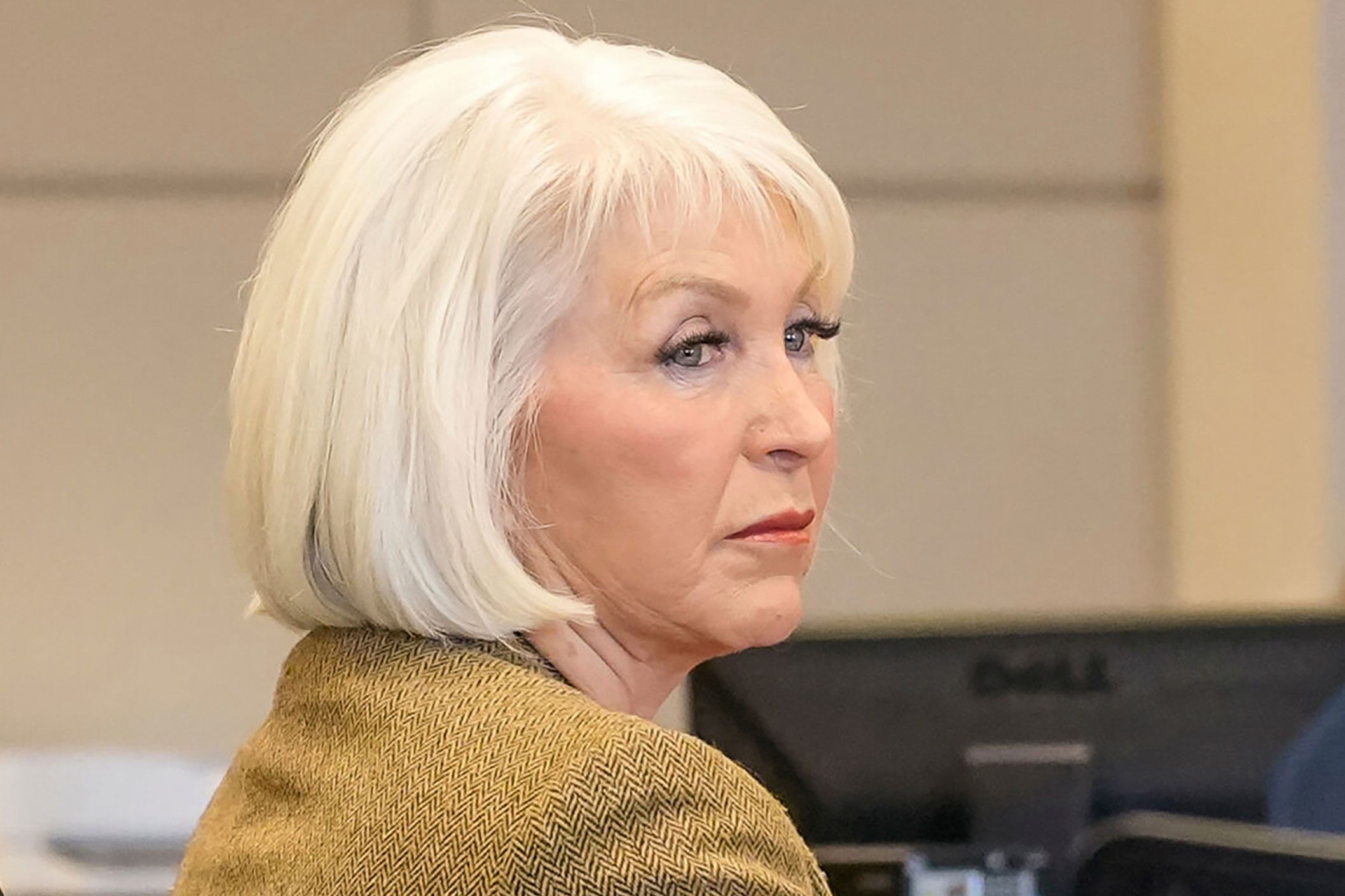 <i>Scott Crabtree/The Grand Junction Daily Sentinel/Pool/AP/File via CNN Newsource</i><br/>Former county clerk Tina Peters listens during her criminal trial in Grand Junction