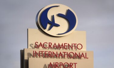 A sign at the entrance to the Sacramento International Airport