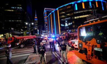 The motorcade of President Donald Trump leaves Madison Square Garden after he attended Game 3 of the NBA Finals between the New York Knicks and San Antonio Spurs in New York City