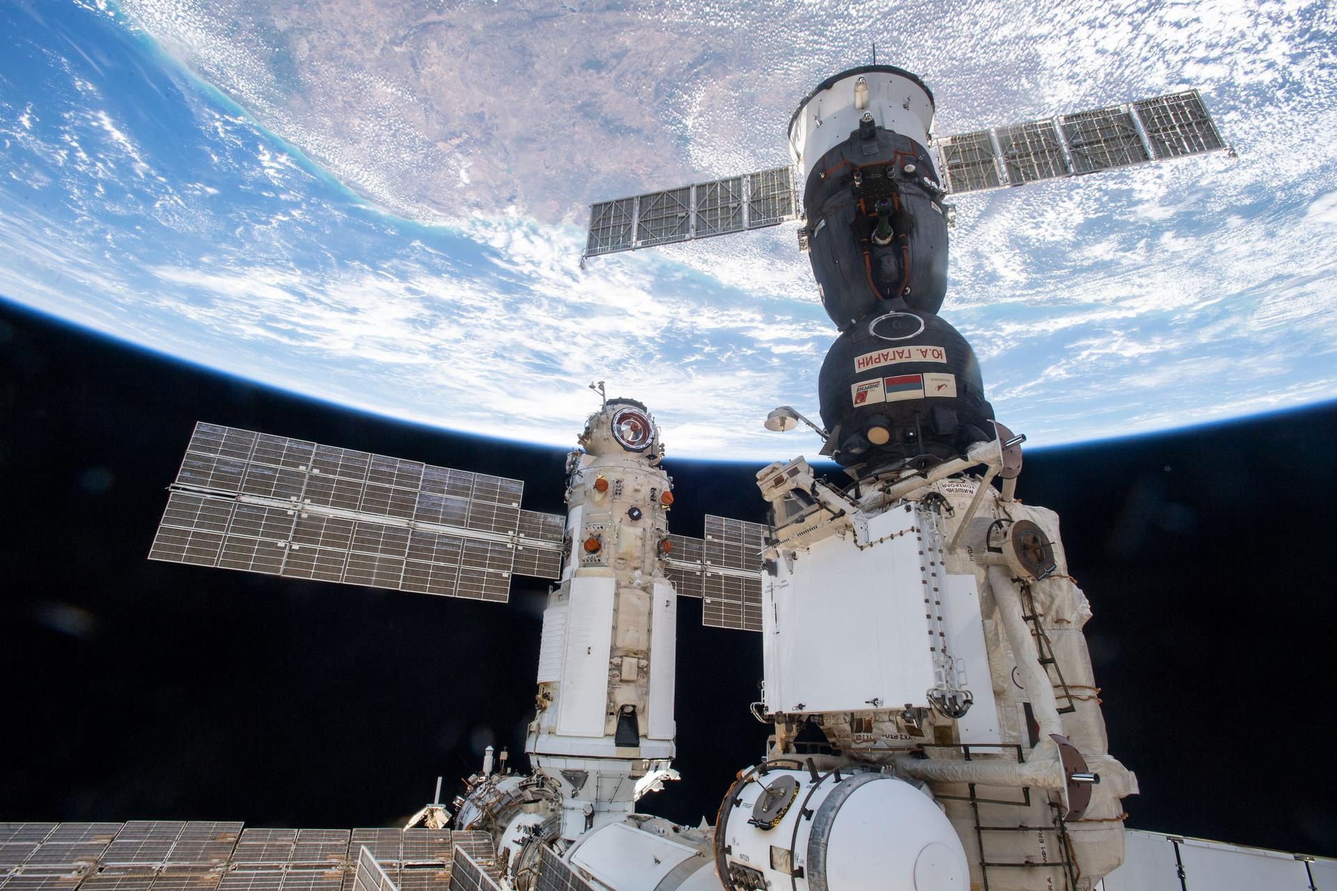 <i>NASA via CNN Newsource</i><br/>Russia's "Nauka" Multipurpose Laboratory Module is pictured shortly after docking to the Zvezda service module's Earth-facing port on the International Space Station.