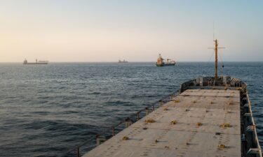 Oil tankers and cargo vessels are anchored off the coast of Oman on June 23.