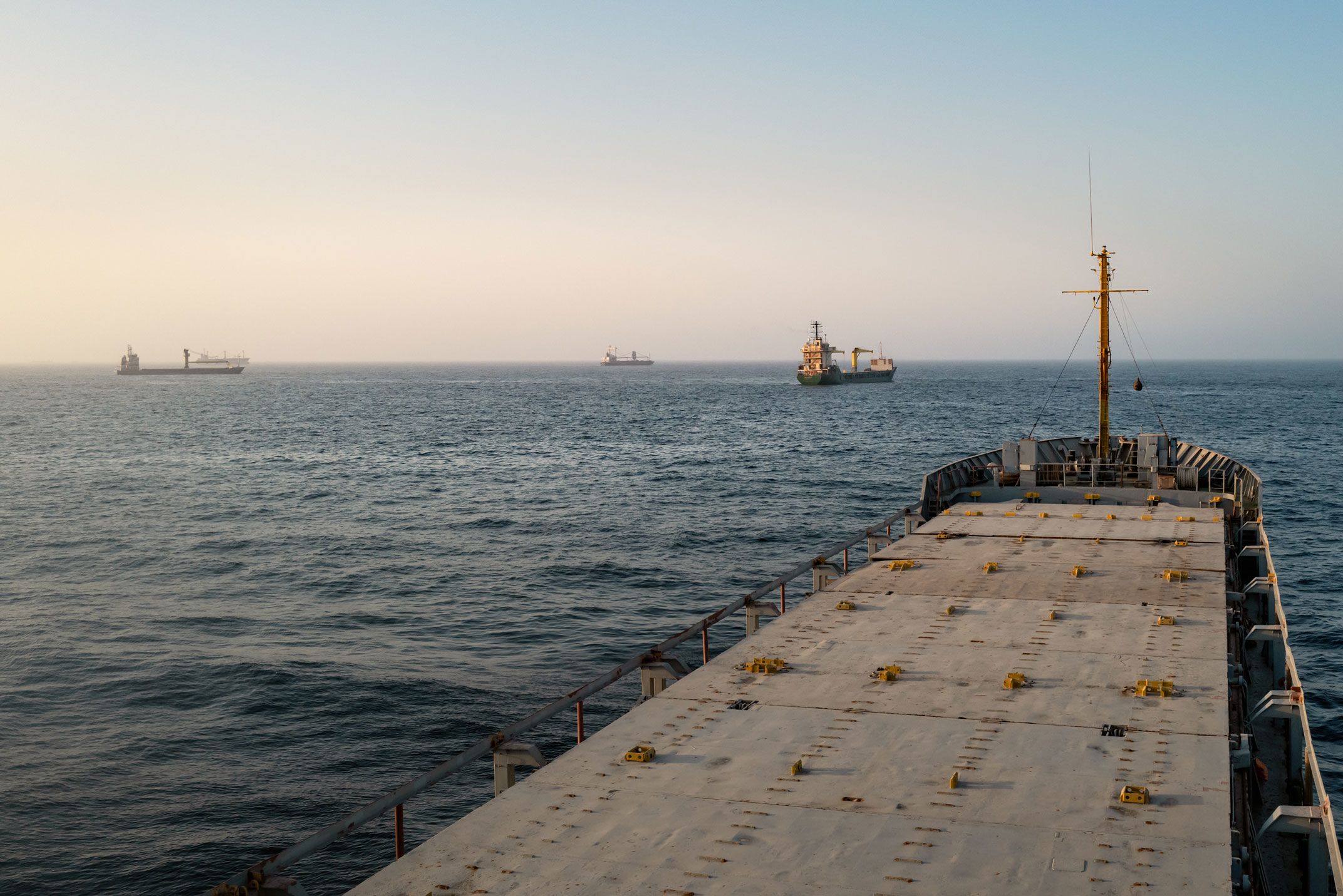 <i>Elke Scholiers/Getty Images via CNN Newsource</i><br/>Oil tankers and cargo vessels are anchored off the coast of Oman on June 23.