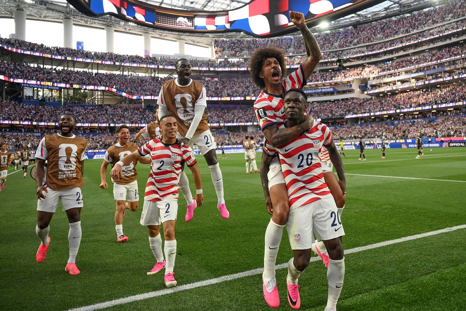 <i>EMPICS Sport/PA Images/Getty Images via CNN Newsource</i><br/>Landon Donovan celebrates victory at the final whistle of the Algeria match at the 2010 World Cup in South Africa in June 2010.
