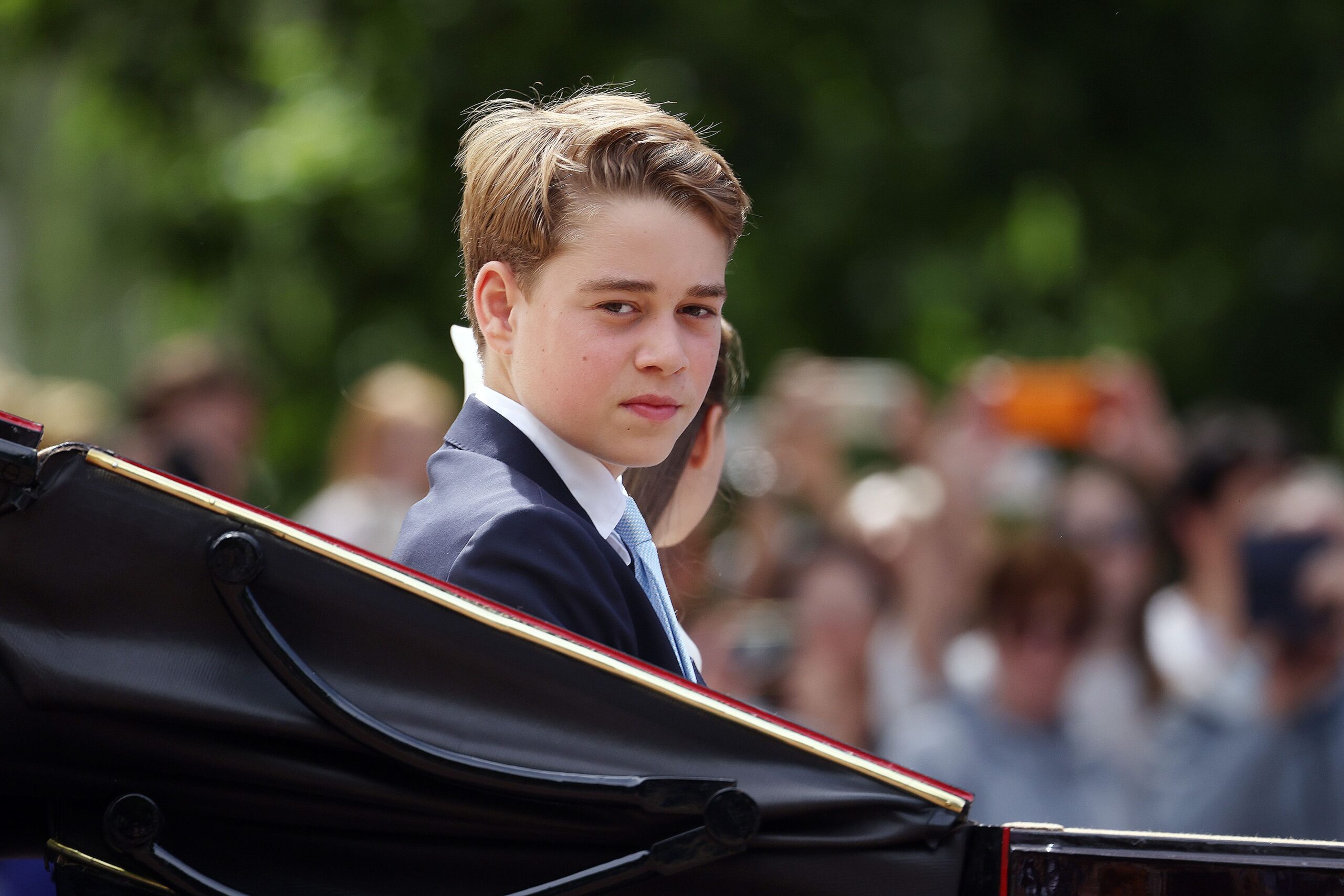 <i>Neil Mockford/Getty Images via CNN Newsource</i><br/>Prince George of Wales arrives at the Trooping The Colour event in London on June 13.