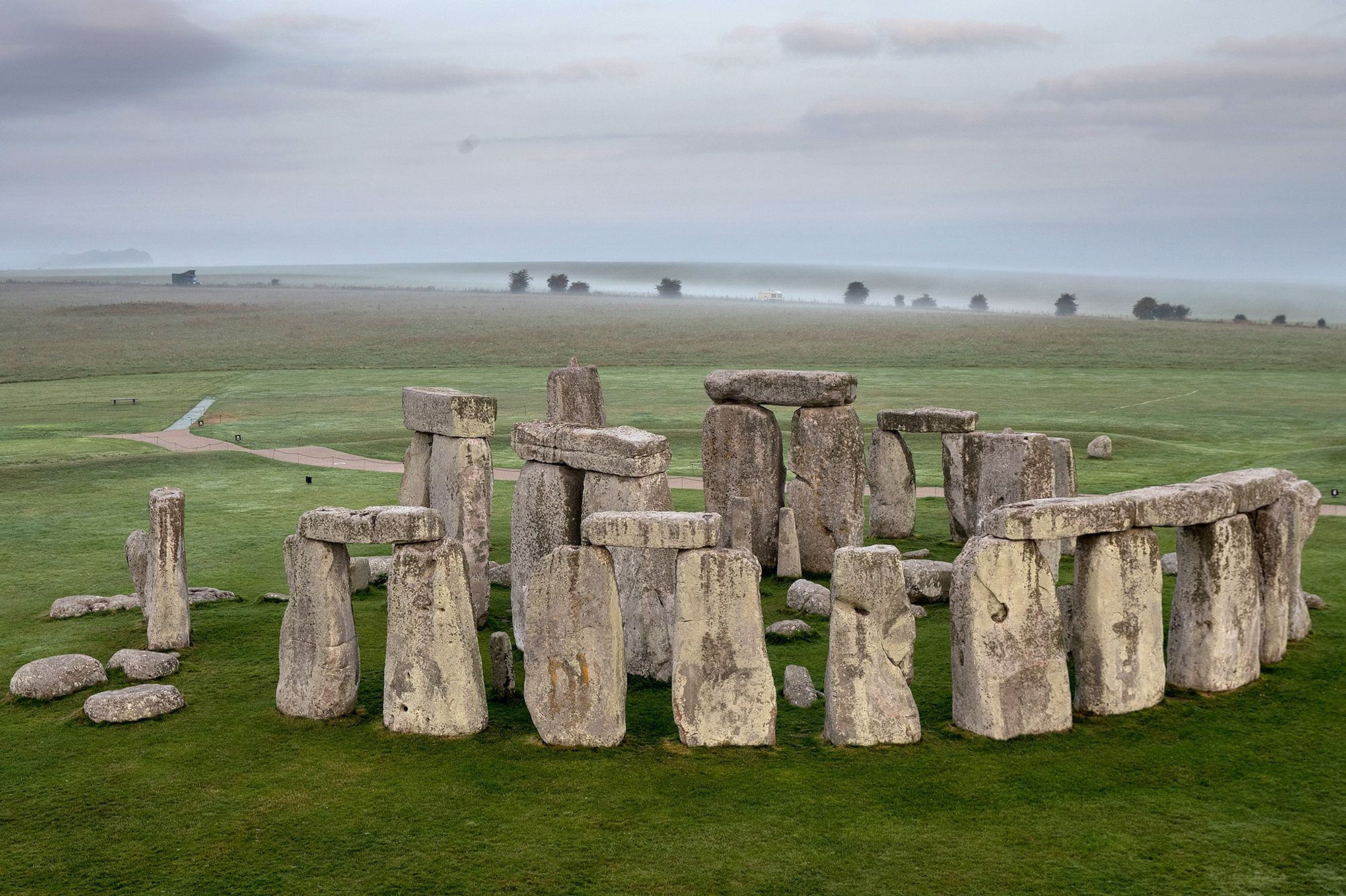 <i>Matt Cardy/Getty Images via CNN Newsource</i><br/>The ancient Neolithic monument of Stonehenge near Amesbury is viewed from a hot air balloon on September 7