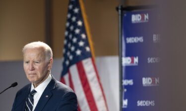 Former President Joe Biden speaks to a crowd during a fundraising event with the South Carolina Democratic Party on February 27