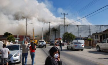 Heavy smoke billows from a cold-storage warehouse on June 20 in Los Angeles