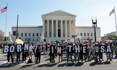 Demonstrators rally in support of birthright citizenship outside the US Supreme Court as President Donald Trump attends oral arguments in Washington