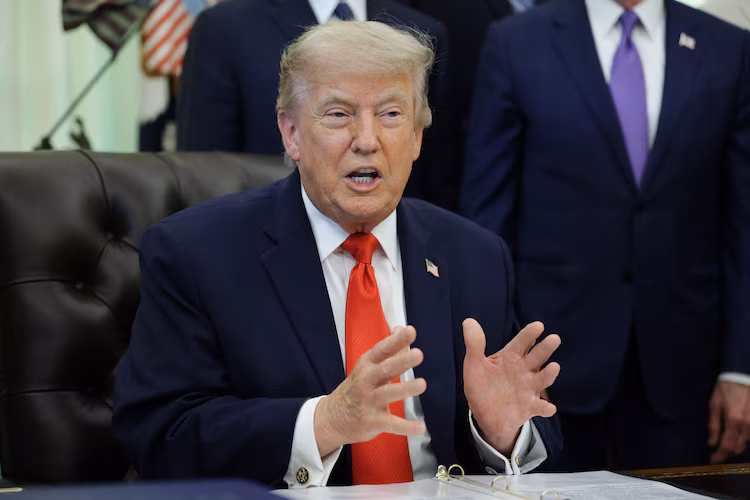 President Donald Trump speaks during a proclamation signing ceremony in the Oval Office of the White House, June 11, 2026 in Washington.