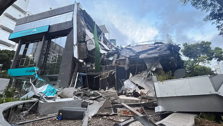 Picture of a Bancaribe building that collapsed after an earthquake in Caracas, June 24, 2026. A magnitude 7.1 earthquake struck Venezuela.