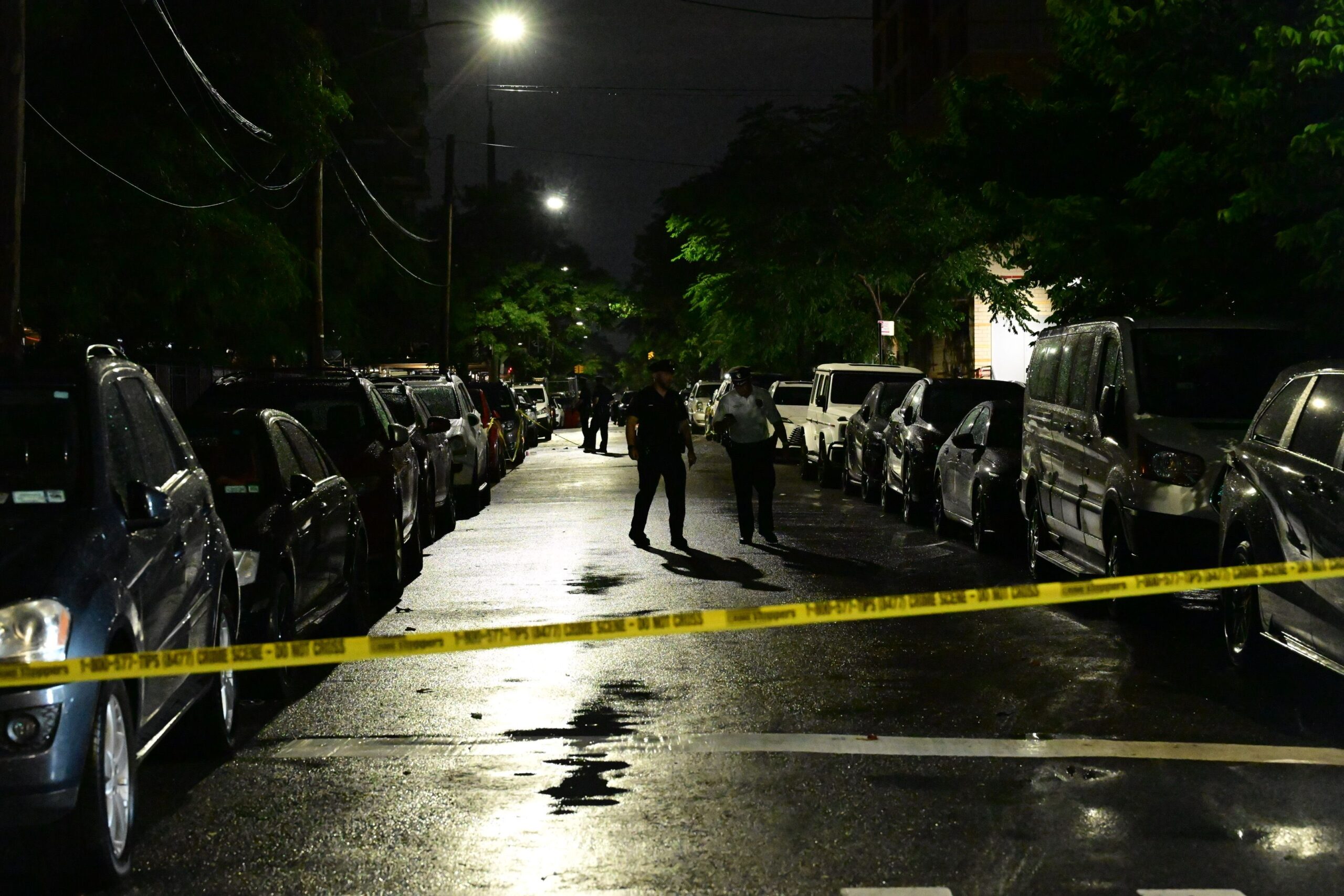 <i>Kyle Mazza/Anadolu/Getty Images via CNN Newsource</i><br/>NYPD officers work at the scene where eight people