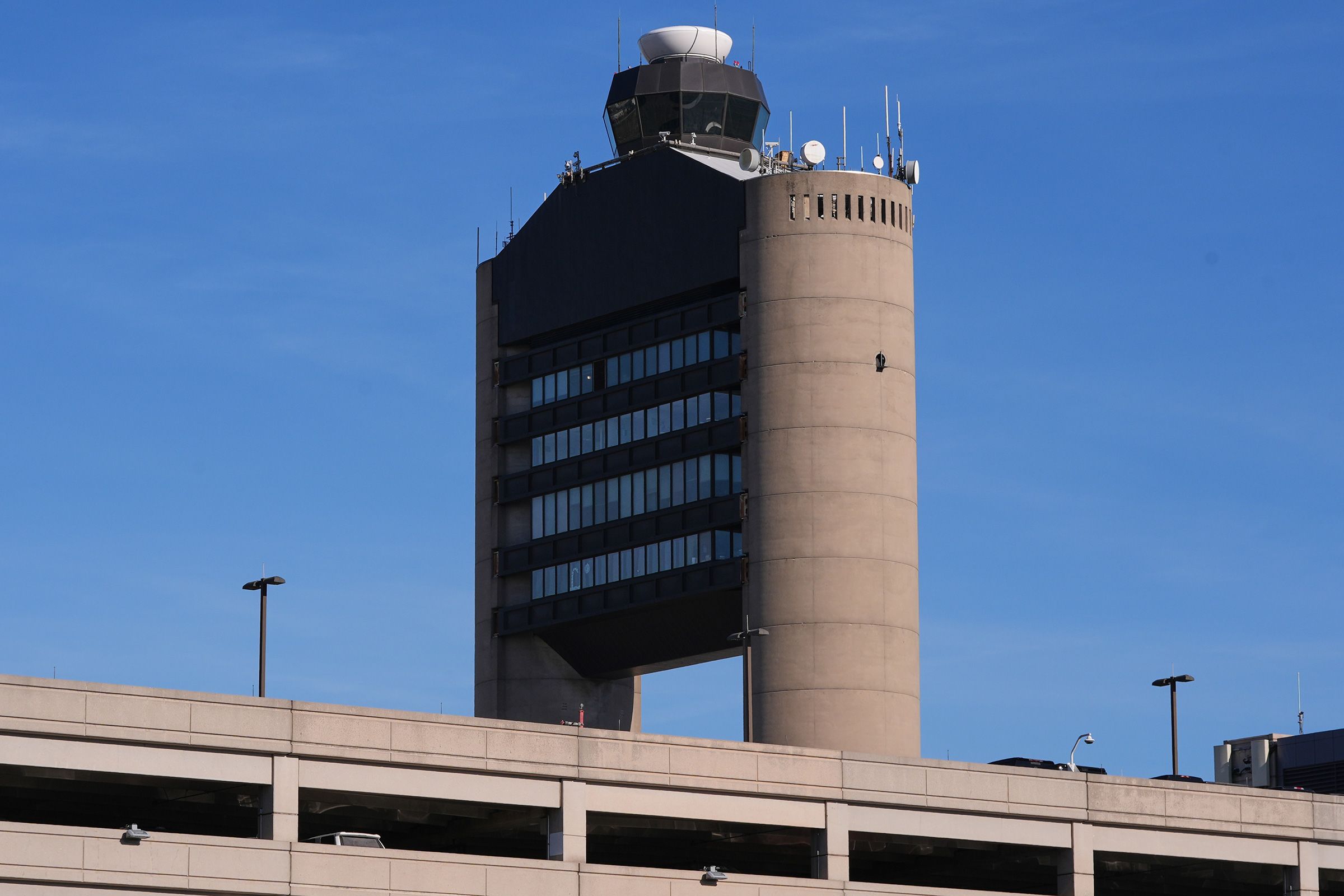 <i>Charles Krupa/AP/File via CNN Newsource</i><br/>The control tower at Logan Airport in Boston Massachusetts
