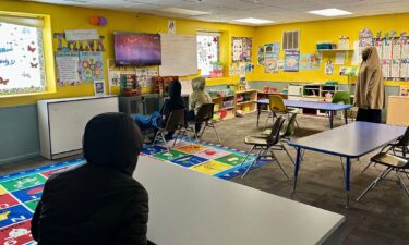 Children watch television at ABC Learning Center in Minneapolis