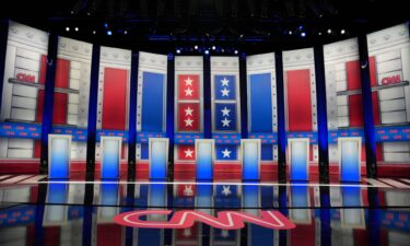 The debate stage ahead of CNN’s California Gubernatorial Debate at East Los Angeles College Auditorium in Monterey Park