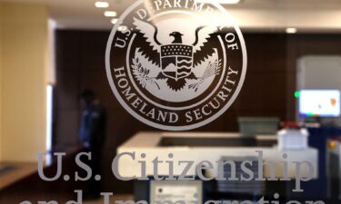 The entrance to the US Citizen and Immigration Services location in Bethpage
