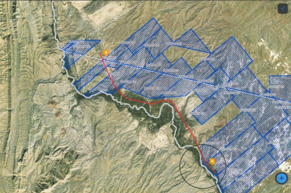 The map included in Texas Land Commissioner Dawn Buckingham's cease and desist letter.