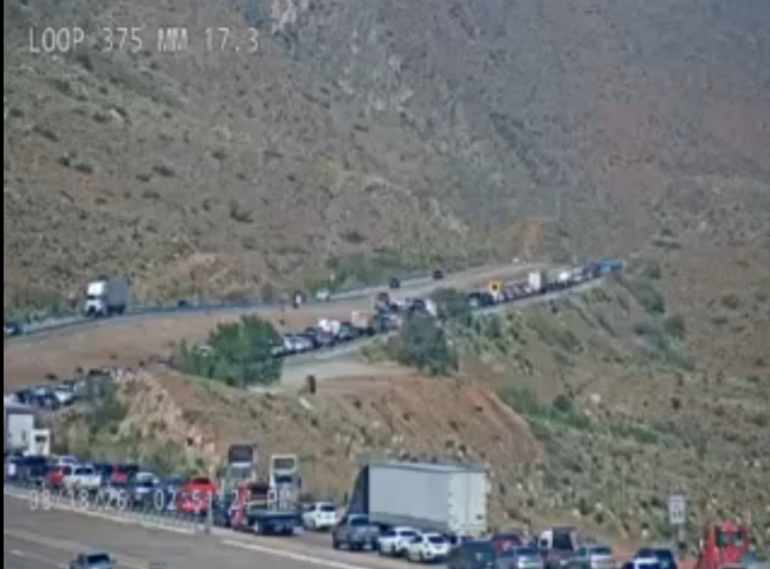 Traffic caused by a vehicle fire on Loop 375 (Transmountain).
