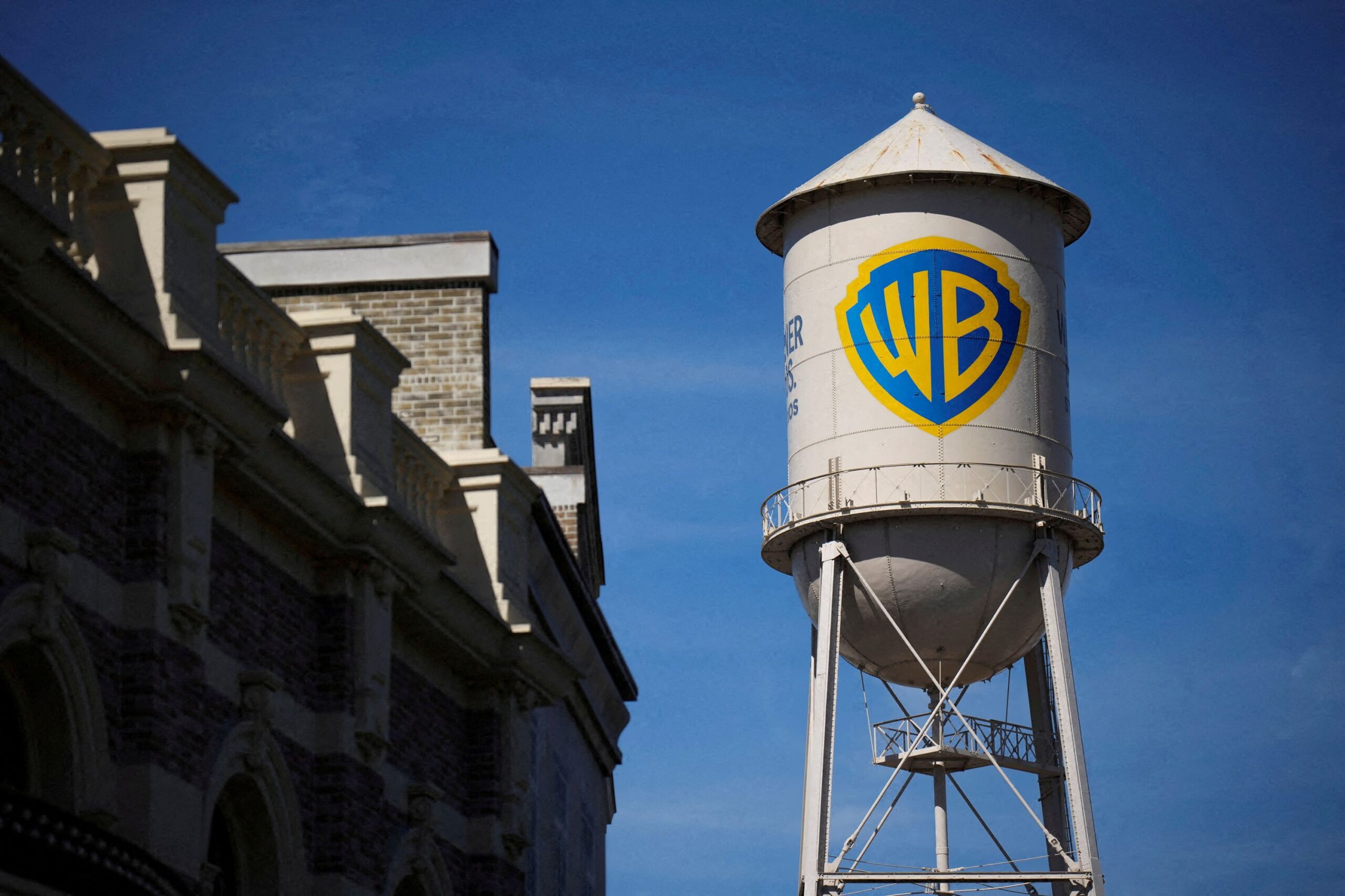 <i>Daniel Cole/Reuters via CNN Newsource</i><br/>The Warner Bros. Water Tower is pictured at Warner Bros. Studios in California