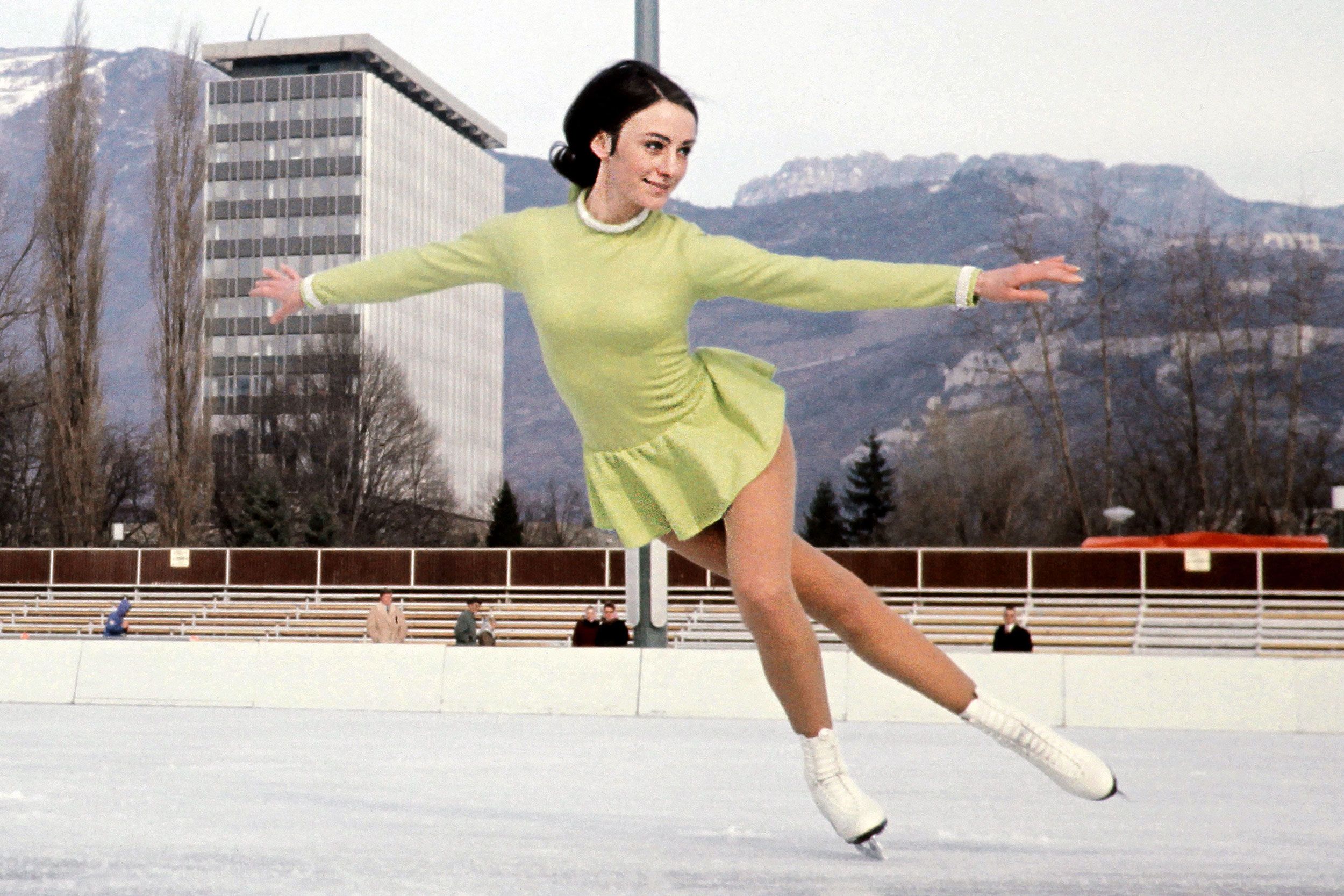<i>AFP/Getty Images via CNN Newsource</i><br/>Peggy Fleming practices on an outside rink in Grenoble
