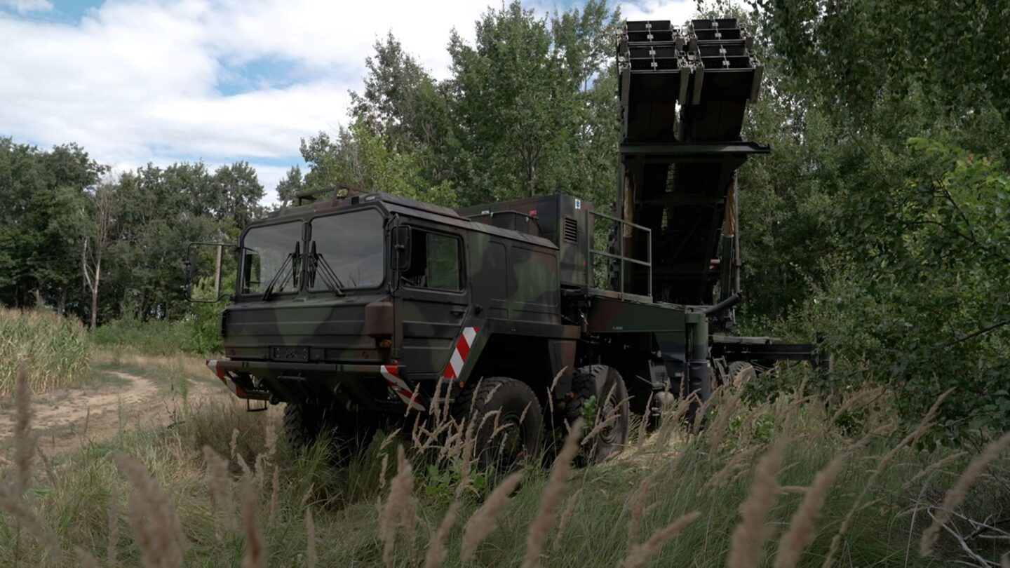 <i>CNN via CNN Newsource</i><br/>Patriot missile launchers sitting empty in Ukraine.