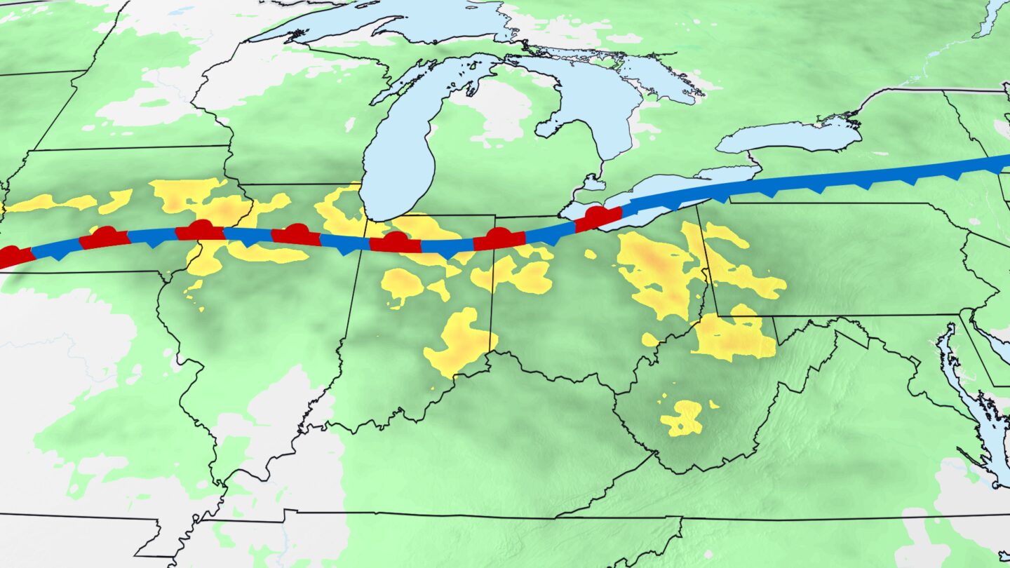 <i>CNN Weather via CNN Newsource</i><br/>A slow-moving front will deliver rounds of heavy rain and severe storms.