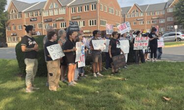 Carolina Molina speaks about her encounter with ICE agents at a news conference on Wednesday.