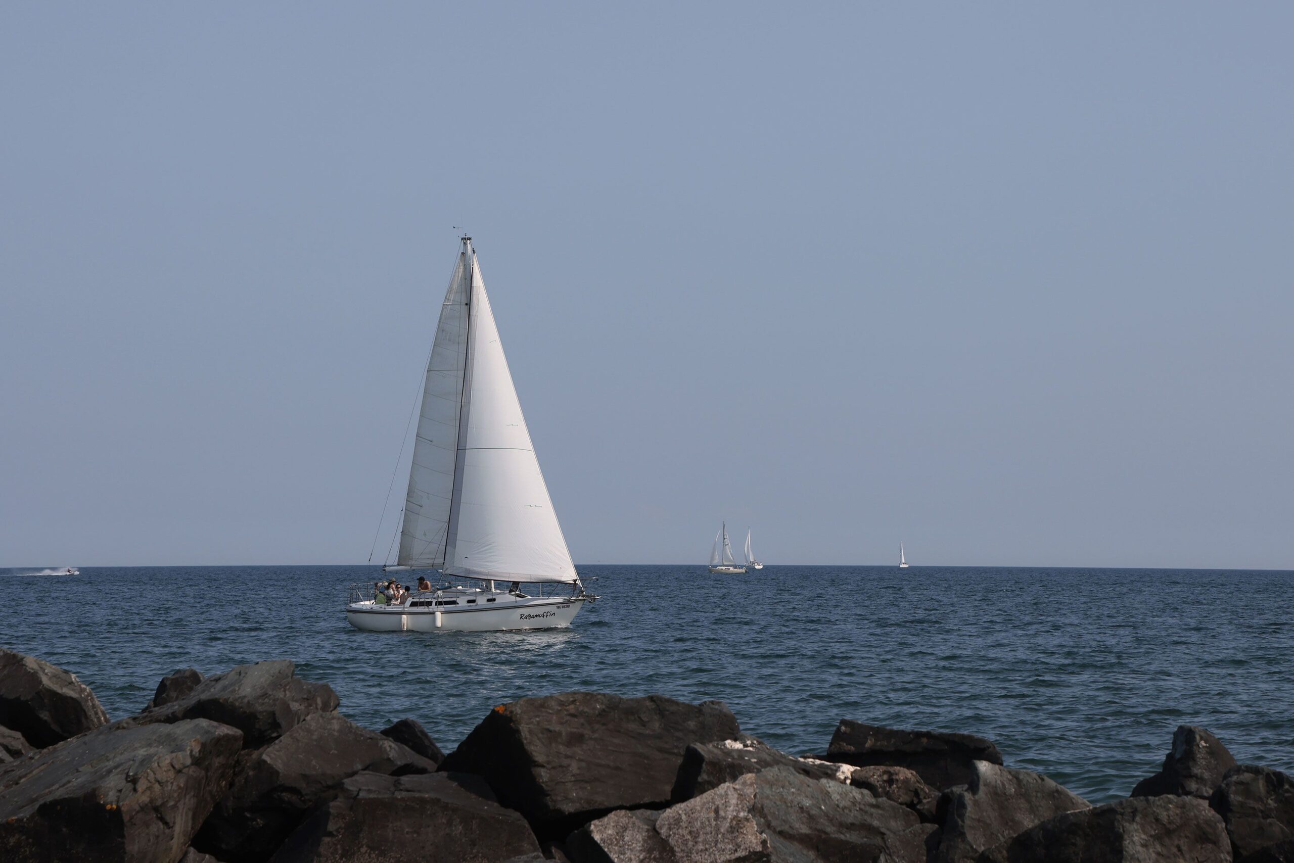 A sailboat sails along Lake Ontario near Centre Island in Toronto, Ontario, Canada, on July 13, 2024.