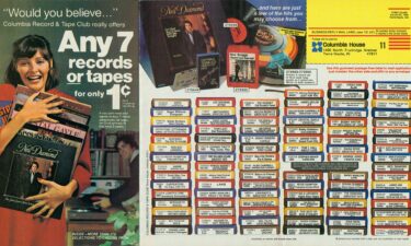 A sample page of a Columbia Record and Tape Club (also known as Columbia House Record Club) advertisement as appeared in the April 1