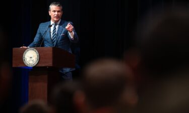 US Secretary of Defense Pete Hegseth speaks at the Pentagon in Washington