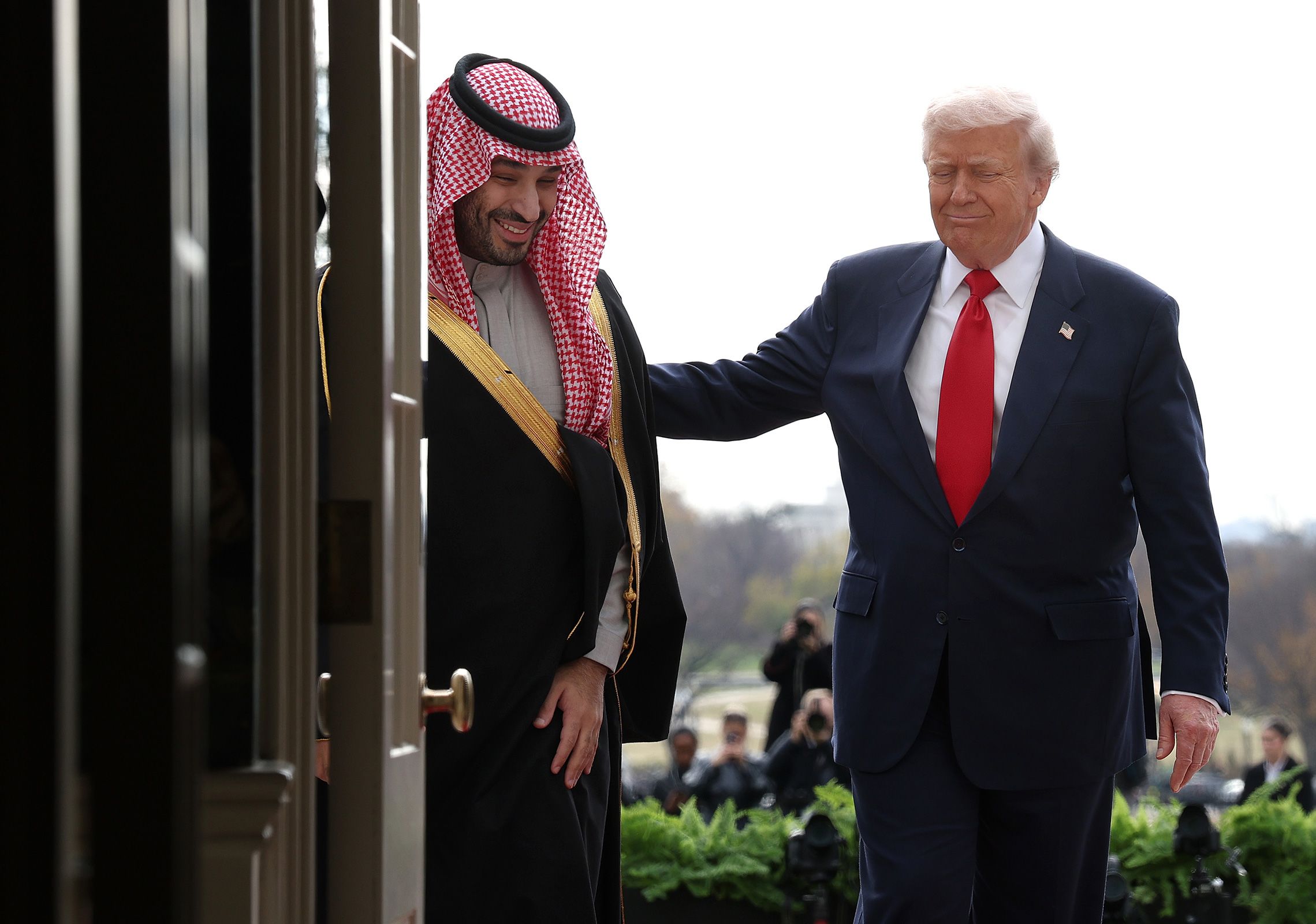 <i>Win McNamee/Getty Images/File via CNN Newsource</i><br/>President Donald Trump welcomes Crown Prince and Prime Minister Mohammed bin Salman of Saudi Arabia during an arrival ceremony at the White House on November 18