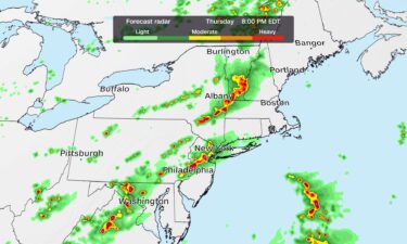 A forecast radar shows where storms could be located Thursday evening.