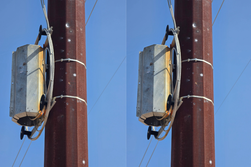 Pictures of damaged El Paso Electric equipment.