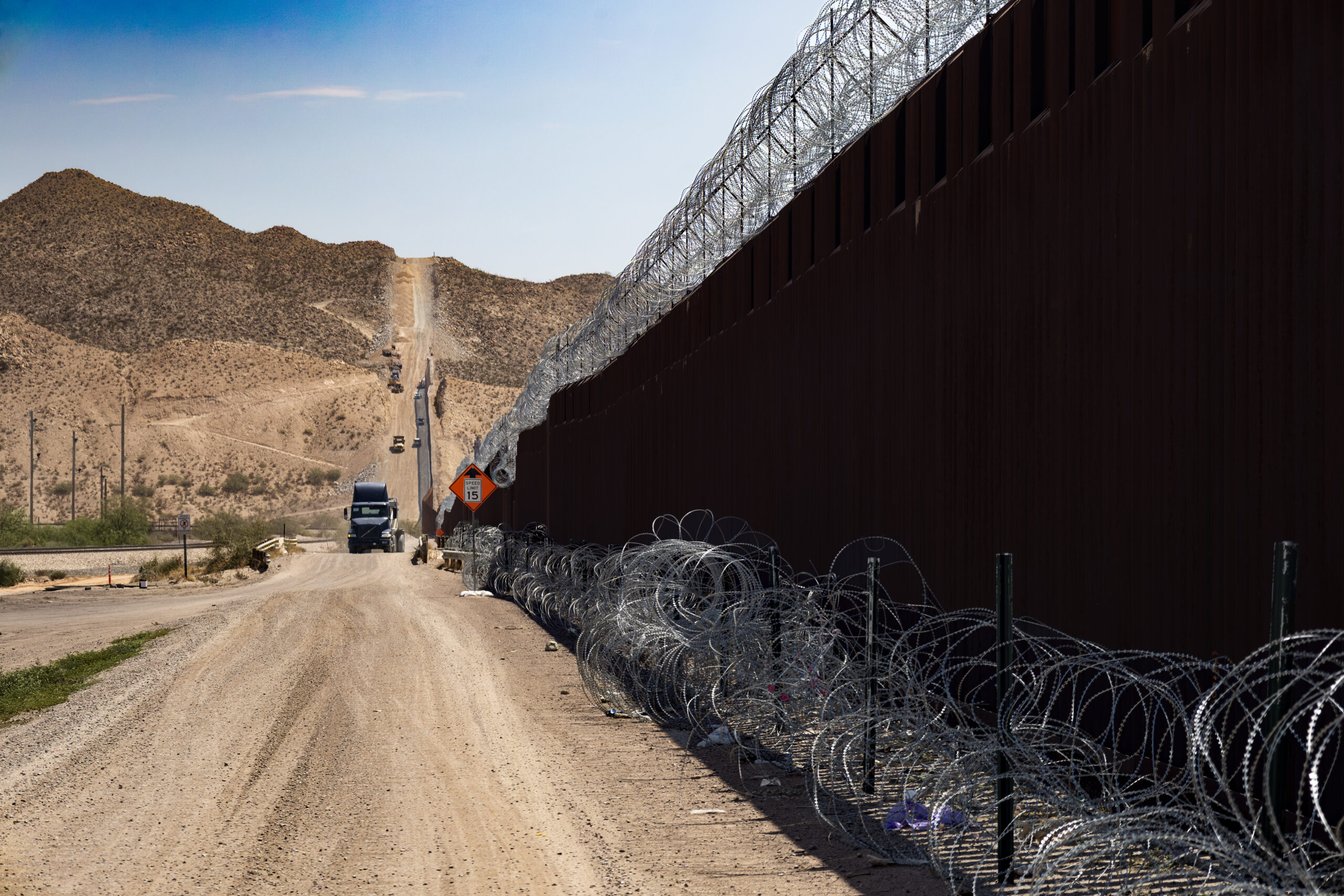 Expansion on the U.S/México border wall continues up mountains in Sunland Park New Mexico.
Aug. 26, 2026.