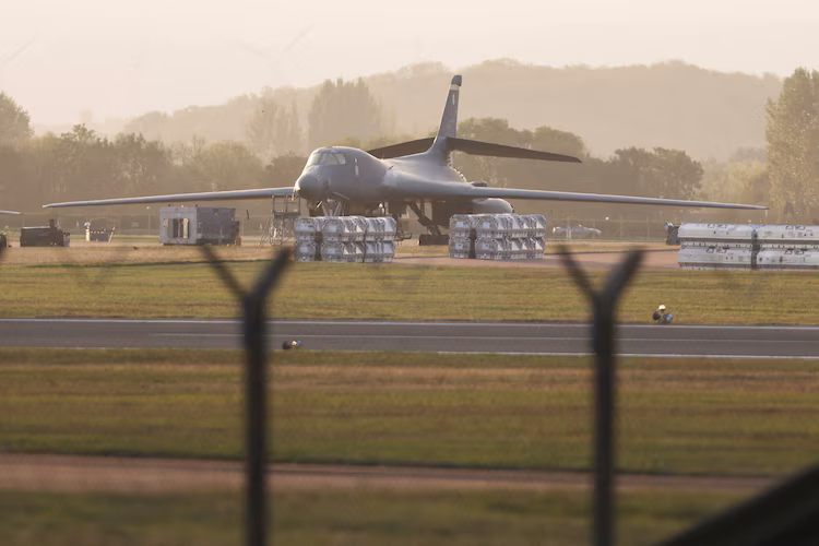 A B-1 Lancer bomber is parked at the RAF Fairford airbase, which hosts United States Air Force (USAF) personnel, in Fairford, U.K., on Sept. 27, 2026.
Toby