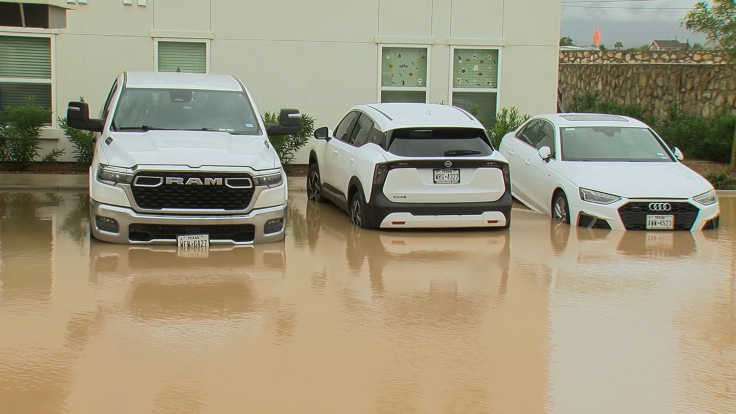 Floodwater at the North View Apartments in Northeast El Paso.
