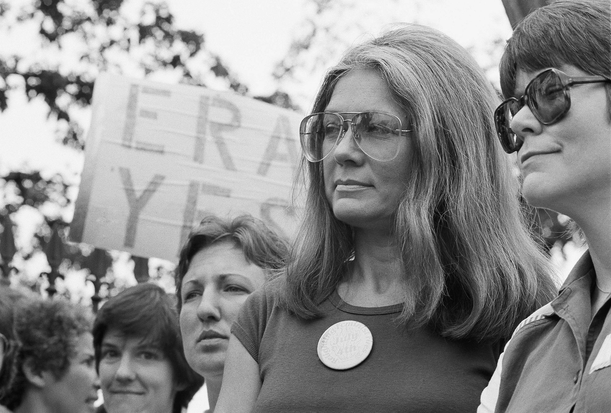 Gloria Steinem of the National Organization for Women attends an Equal Rights Amendment rally outside the White House in July 1981.