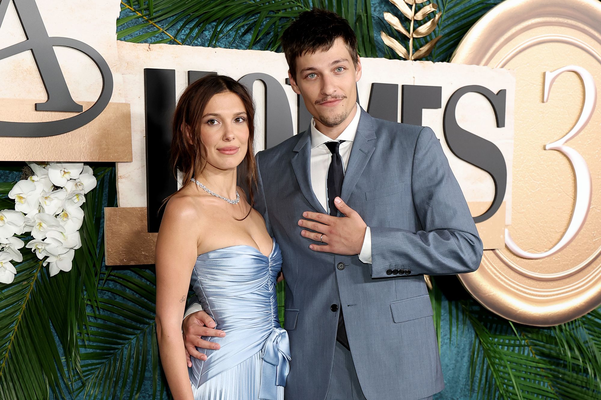 <i>Dia Dipasupil/WireImage/Getty Images via CNN Newsource</i><br/>Millie Bobby Brown and Jake Bongiovi attend the world premiere of "Enola Holmes 3" at The Plaza Hotel in New York City on June 25.
