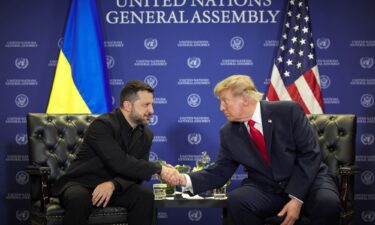 Ukrainian President Volodymyr Zelensky meets US President Donald Trump on the sidelines of the UN General Assembly in New York on Tuesday.
